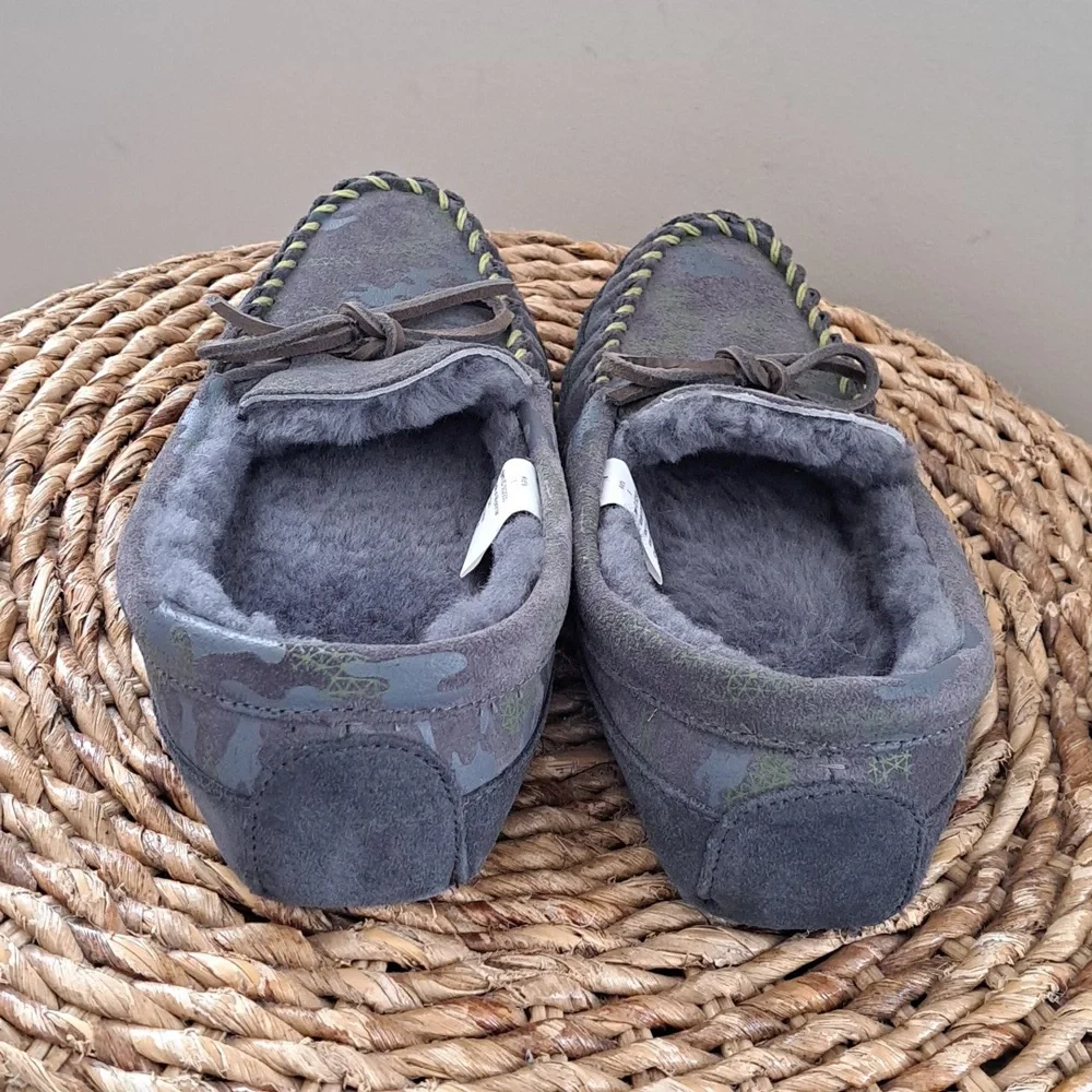 L.L. Bean Gray Camouflage Kids Moccasin Slippers